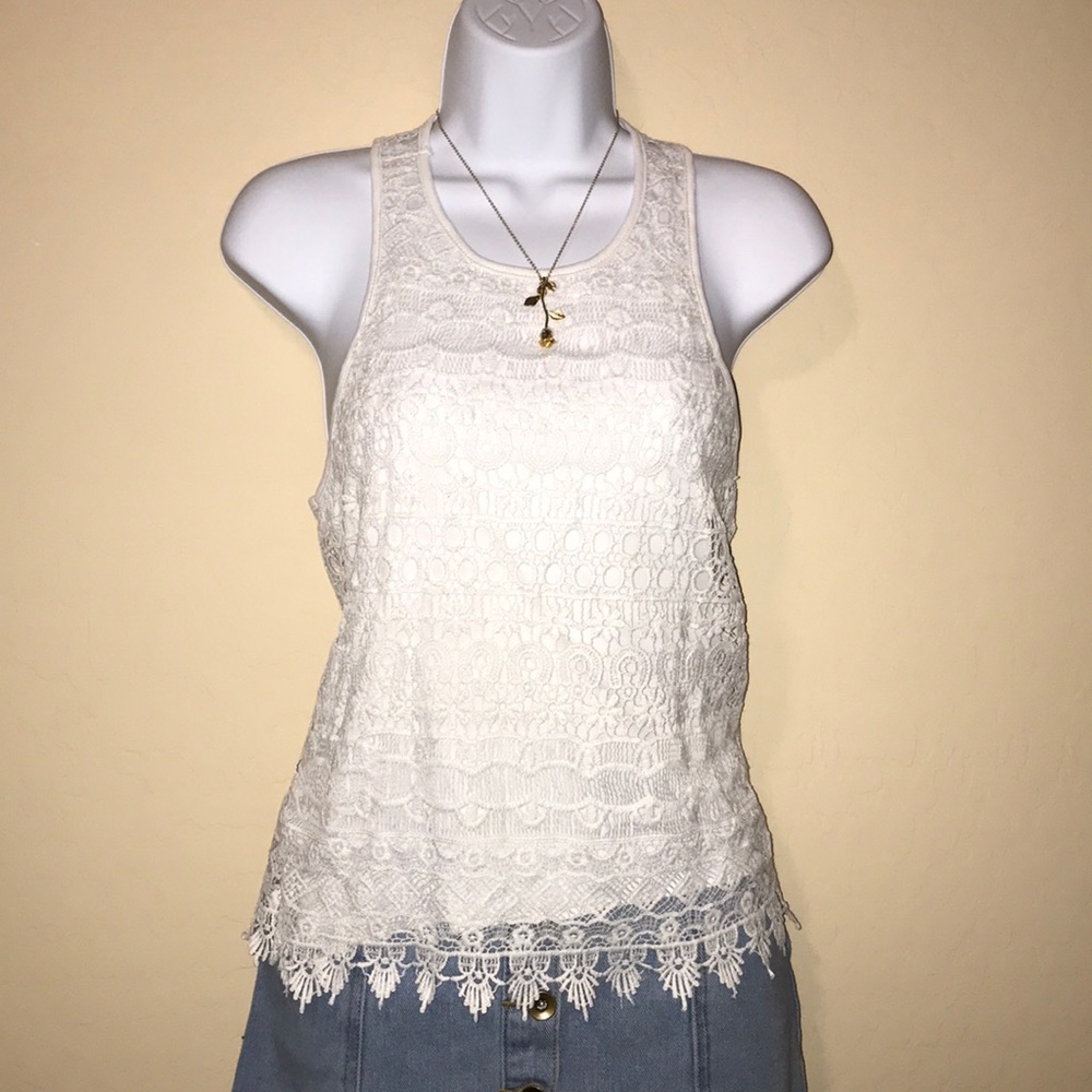 Charlotte Russe White Lace Tank